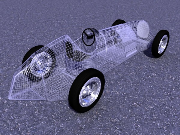 old car wheel 3d model - Old silver bullet race car... by TotexArtz